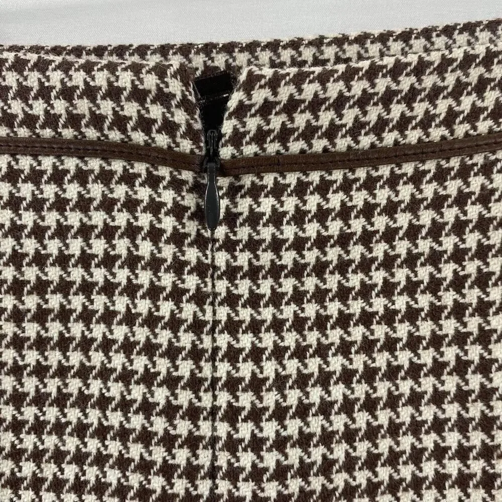 ESCADA Vintage Brown Houndstooth Pencil Mini Skirt